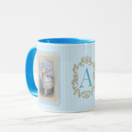 Antieke Ballerina Koffiemok in Zachte Aqua Blauwe Mok