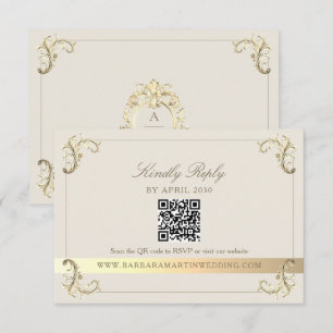 Antieke Barok Crème Gouden Trouwring RSVP Kaartje
