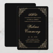 Antieke Barok Gouden Script Walima Ceremonie Kaart (Voorkant / Achterkant)