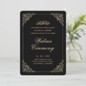 Antieke Barok Gouden Script Walima Ceremonie Kaart (Staand voorkant)