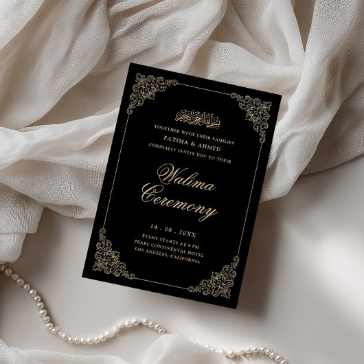 Antieke Barok Gouden Script Walima Ceremonie Kaart
