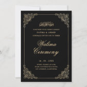 Antieke Barok Gouden Script Walima Ceremonie Kaart (Voorkant)