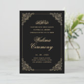 Antieke Barok Gouden Script Walima Ceremonie Kaart (Staand voorkant)