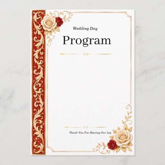 Antieke Barokke Bloemige Uitnodiging & Programma R (Voorkant)