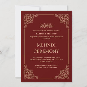 Antieke Barokke Gouden Bourgondië Rode Mehndi Cere Kaart