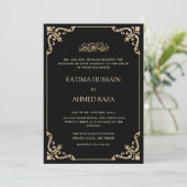 Antieke Barokke Lijst Goud Zwart Nikah Ceremonie Kaart (Staand voorkant)