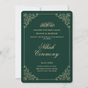 Antieke Barokke Lijst Smaragdgroene Nikah Ceremoni Kaart