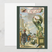 Antieke Barokke Tijdperk Atlas Frontispice Wereldb Kaart (Voorkant / Achterkant)