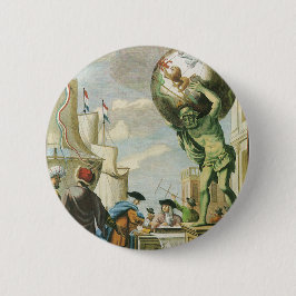 Antieke Barokke Tijdperk Atlas Frontispice Wereldb Ronde Button 5,7 Cm