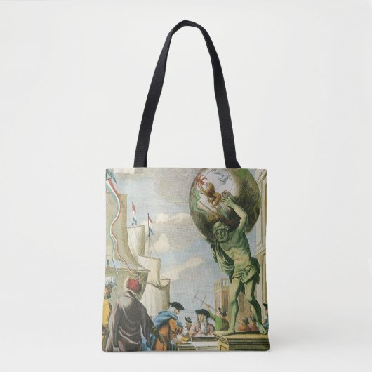 Antieke Barokke Tijdperk Atlas Frontispice Wereldb Tote Bag (Voorkant)