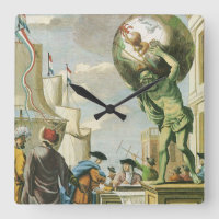 Antieke barokke tijdperk atlas frontispice wereldb