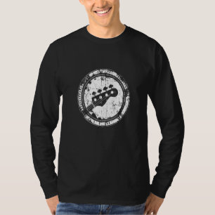 Antieke basgitaar-kop voor bassist en bas t-shirt
