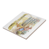 Antieke Beatrix Potter, Konijnen, Keramische Tegel Tegeltje (Zijkant)