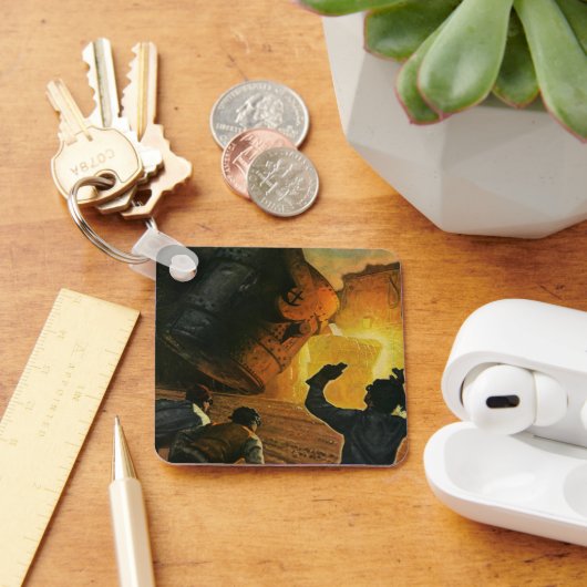 Antieke bedrijf, staalproductie-industrie sleutelhanger (Bureau)