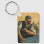 Antieke bedrijfsarchitect en bouwblauwdrukken sleutelhanger (Voorkant)