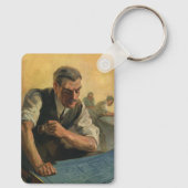 Antieke bedrijfsarchitect en bouwblauwdrukken sleutelhanger (Achterkant)