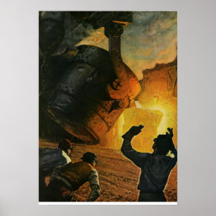 Antieke Bedrijvigheid, Staalproductie Industrie Poster