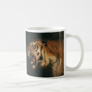 Antieke Bengaalse Tijger Grote Kat die Brult, Wild Koffiemok