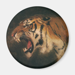Antieke Bengaalse Tijger Grote Kat die Brult, Wild Magneet