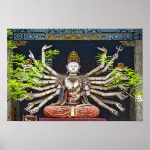 Antieke beschilderde sculpturen in Shuanglin Poster