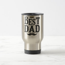Antieke "Beste Papa" koffiemok met kroon en snor Reisbeker