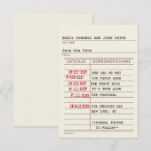 Antieke bibliotheekkaart Save the Date (Voorkant / Achterkant)