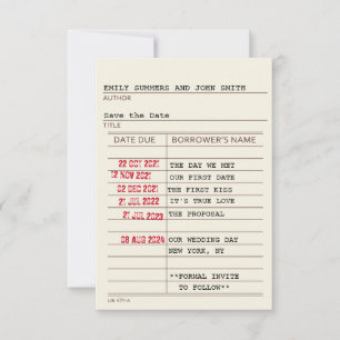 Antieke bibliotheekkaart Save the Date