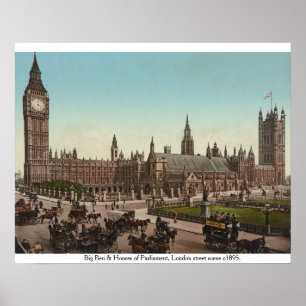 Antieke Big Ben & Houses of Parliament 1895 Londen Poster