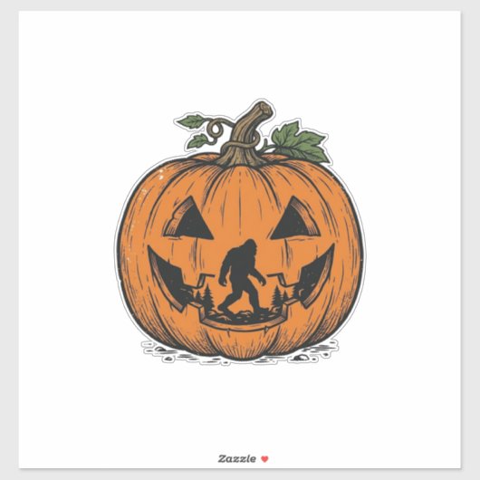 Antieke Bigfoot Pompoen Halloween Vector Ontwerp_1 Sticker (Vel)