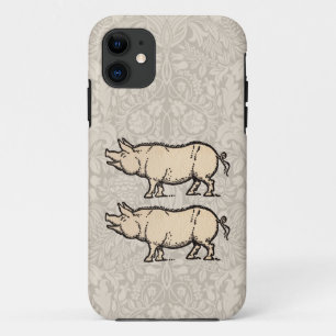 Antieke Biggetje Illustratie Cute Vintage iPhone 11 Hoesje