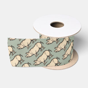 Antieke Biggetje Illustratie Cute Vintage Satijnen Lint