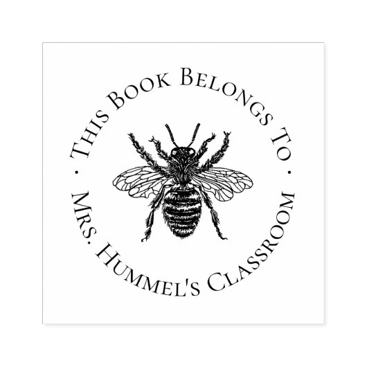 Antieke Bij Onderwijzer Boekplaat Label Rubberstempel (Afrduk)