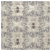 Antieke Bijen en Krantenpapier Print Stof (Swatch)