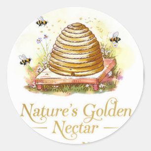 Antieke Bijenkorf Sticker - Sierlijk Gouden Frame
