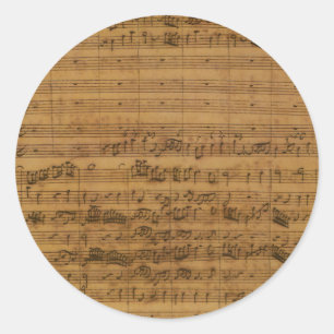 Antieke bladmuziek van Johann Sebastian Bach Ronde Sticker