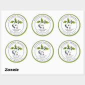 Antieke blauwe bosbessengelei pot etikettering ronde sticker (Vel)