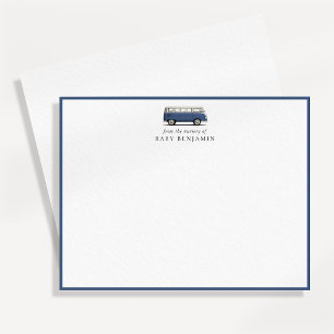 Antieke Blauwe Bus Babykamer Notitiekaart met Blau
