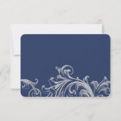 Antieke Blauwe en Grijze Bloem Bruiloft RSVP (Achterkant)