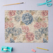 Antieke Blauwe en Roze Hortensia Ephemera Script Tissuepapier (Craft)