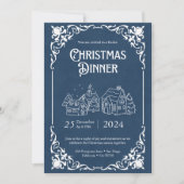 Antieke Blauwe en Witte Kerstmaaltijd Sjabloon (Voorkant)