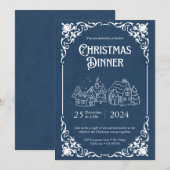 Antieke Blauwe en Witte Kerstmaaltijd Sjabloon (Voorkant / Achterkant)