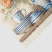 Antieke blauwe en witte serviesgoed koffiepot op p tissuepapier (Detail)