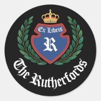 Antieke Blauwe Kuif Monogram Kroon Krans Ex Libris