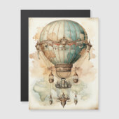 Antieke Blauwe Luchtballon Wereldkaart Ontdekkings (Voorkant / Achterkant)