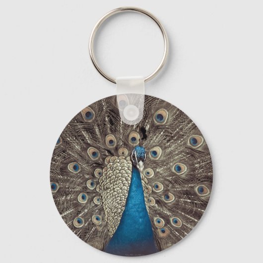 Antieke Blauwe Pauw Sleutelhanger (Voorkant)