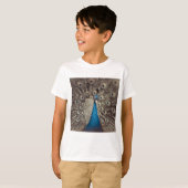 Antieke Blauwe Pauw T-shirt (Voorkant volledig)