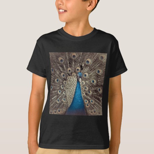 Antieke Blauwe Pauw T-shirt (Voorkant)