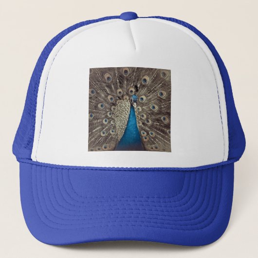 Antieke Blauwe Pauw Trucker Pet (Voorkant)