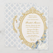 Antieke Blauwe Regency Zwanen Camee Bruidsdouche Kaart (Voorkant / Achterkant)