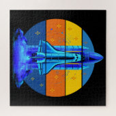 Antieke Blauwe Spaceshuttle Ruimteschip Legpuzzel (Horizontaal)